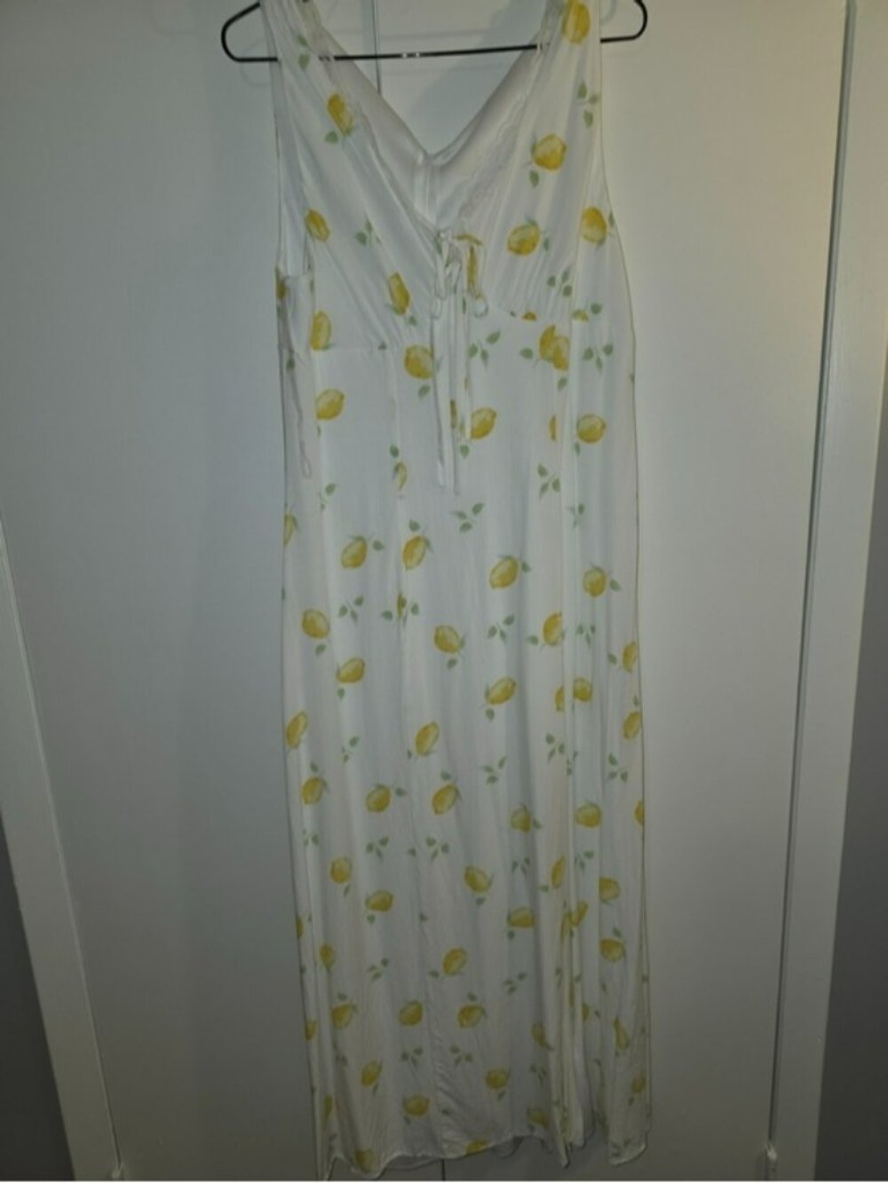 Crystal Doll White Maxi Dress with Yellow Lemon Print